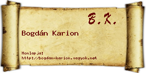 Bogdán Karion névjegykártya
